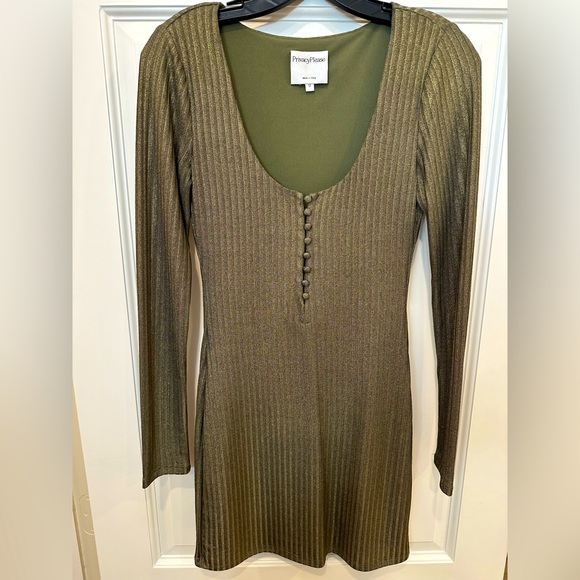 Privacy Please Gyle mini dress metallic olive - Picture 2 of 8